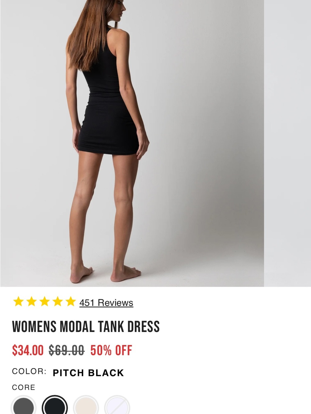 TALENTLESS Black Ribbed Modal Tank Dress - Picture 4 of 7
